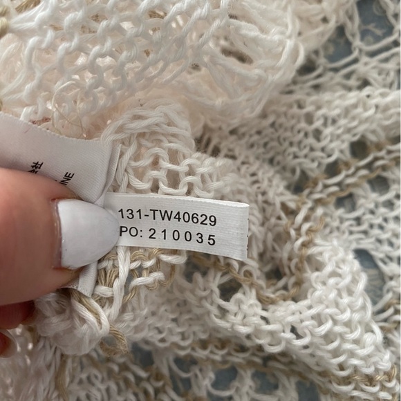 Tommy Bahama Cream White Crochet Dress Linen CoverUp Long sleeve XS - Picture 10 of 13